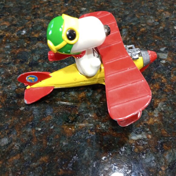 Metal Airplane Snoopy WWI Flying Ace Biplane Aviva Toy Co 1965 - Picture 2 of 7